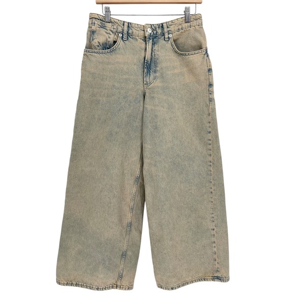 We The Free Denim - We The Free Waterfalls Baggy Wide Leg Jeans Womens 27 S Blue Sand Cinch Back
